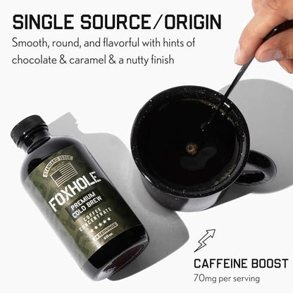 Hero Company Foxhole Cold Brew Coffee Concentrate - Low Acid Liquid Cold Brew Concentrate for Instant Iced Coffee and Hot Drinks