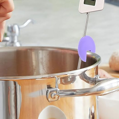 Thermometer Fixing Clip Silicone Thermometer Clip Non-Scratch Design Compatible with Probe Kitchen Accessory for Candle Soap Jam Candy Milk Chocolate Cooking