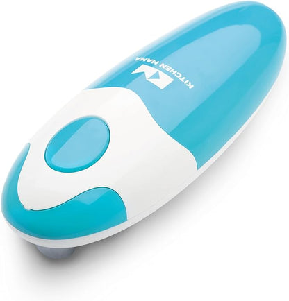 Kitchen Mama Auto Electric Can Opener: Safe, Easy with One Touch, Smooth Edge, Battery Operated, Cordless, Automatic Can Opener for Seniors with Arthritis, Hand Free Appliances, YES YOU CAN (Sky Blue)