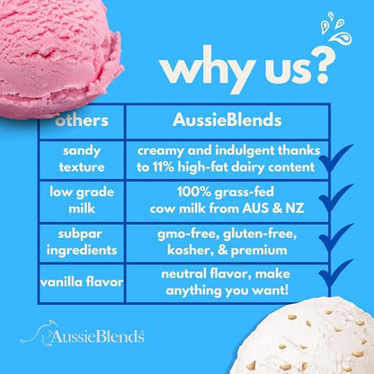 AussieBlends Premium Ice Cream Mix For Soft Serve, Rolled Ice Cream, Gelato, Liquid Nitrogen, 1-Pack, Imported