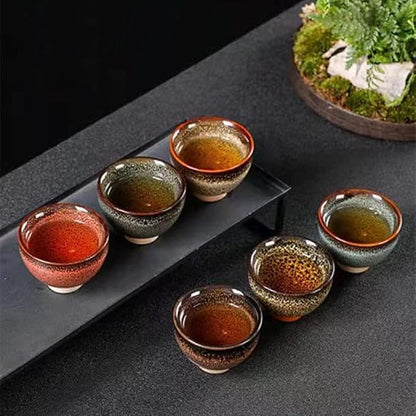 Better-Love 6PCS Handmade Ceramic Espresso/Tea/Sake Cup Gift Set (2.5oz) - 6 Colors, Chinese Pottery Teacups & Japanese Style Cups
