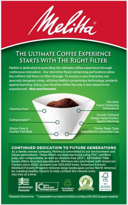 Melitta #4 Cone Coffee Filters, White, 100 Count (Pack of 6), 600 Total Filters - Packaging May Vary
