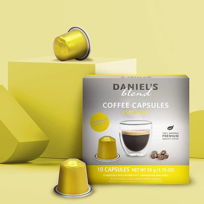 Daniels Blend Espresso Aluminum Capsules Compatible with Nespresso 120 Coffee Pods Single Server Kosher Certified Espresso