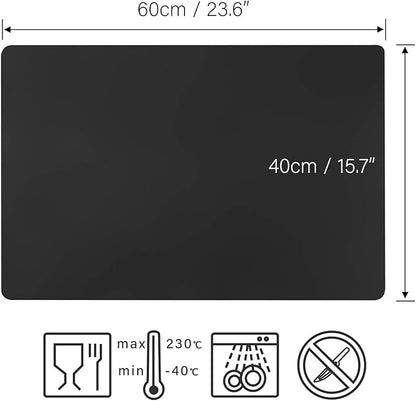 Gartful Black Extra Large Silicone Mat, 23.6 x 15.7 inches Silicone Craft Sheet, Resin Casting Molds Mat, Countertop Protector, Placemat Table Saver Pad, Reusable Nonstick Nonskid