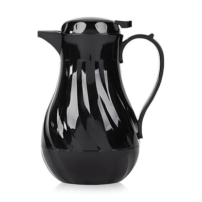OCS Parts Easy Pour Thermal Coffee Carafe | 10-Inch Insulated Hot and Cold Beverage Pitcher Server for Coffee, Tea, Hot Chocolate and Water with Colored Tags for Easy Idenfication | 42-Ounce | Black