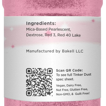 BAKELL Deep Pink Edible Glitter, 45 Grams | TINKER DUST Edible Glitter | KOSHER Certified | 100% Edible Glitter | Cakes, Cupcakes, Cake Pops, Drinks, Dessert Vegan Glitter & Dusts (45g Shaker, Deep Pink)