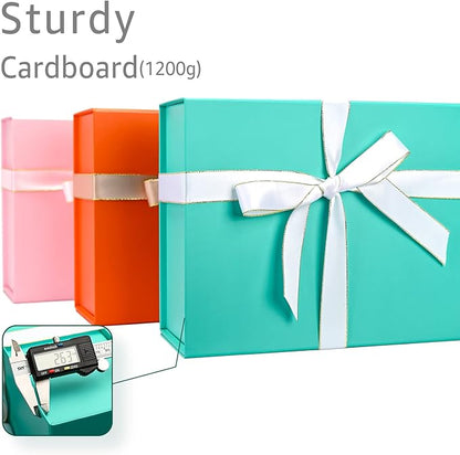 LIFELUM Green Blue Gift Box 13.85 x 8.35 x 4.45 inch, 1 Pack Big Gift Box with Magnetic Lid for Presents,Birthday, Bridesmaid Proposal Boxes Contains Ribbon, Card,Shredded Paper Filler
