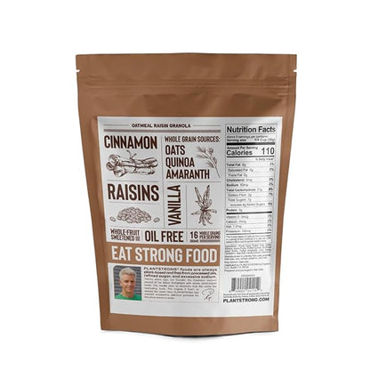 PLANTSTRONG Classic Oatmeal Raisin Cookie Granola Snack Mix - Whole Grain, Naturally Sweetened With Fruit, Plant Based, Oil Free - Pack of 4 x 9oz Bags