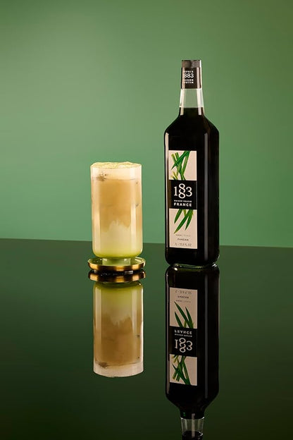 1883 Pandan Syrup for Drinks, Made in France, 1 Liter Glass Bottle