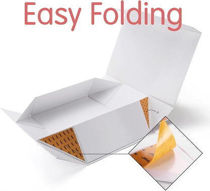 Large White Collapsible Gift Box with Magnetic Closure Lid 13.5x9x4.1 Inches, Bridesmaid Proposal Box, Rectangle Present Box (Glossy White, 1 Pack)