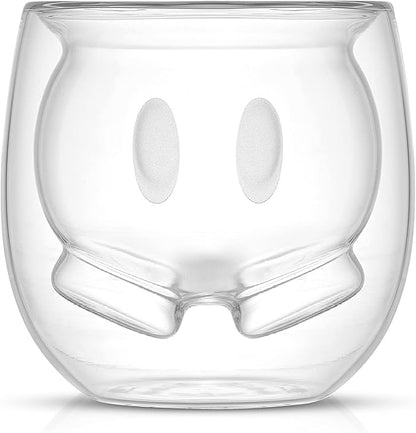 JoyJolt Mickey Pants and Minnie Skirt 3D 2oz Espresso Cups. Double Walled Espresso Glasses (2pc) Small Double Wall Glass Coffee Cups. Demitasse Cups, Espresso Measuring Cup or Liqueur Shot Glasses