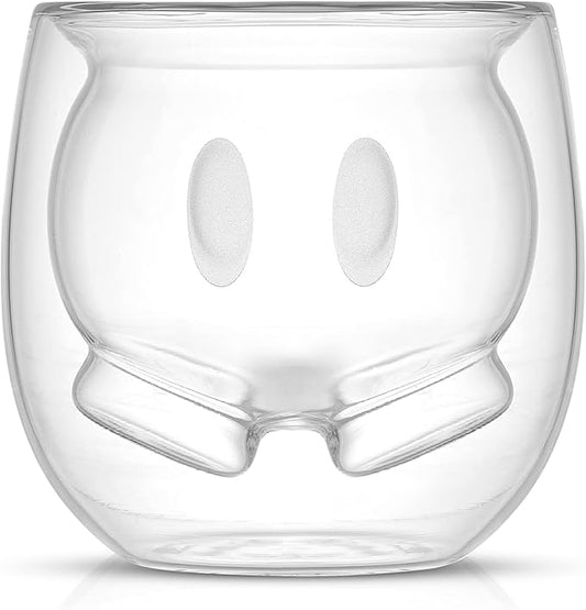 JoyJolt Mickey Pants and Minnie Skirt 3D 2oz Espresso Cups. Double Walled Espresso Glasses (2pc) Small Double Wall Glass Coffee Cups. Demitasse Cups, Espresso Measuring Cup or Liqueur Shot Glasses