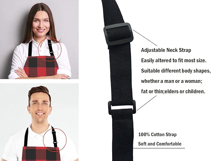 Mama Bear Kitchen Cooking BBQ Chef Apron,Buffalo Plaid Apron for Men, Women - Dad Presents, Presents for Men - Birthday, Mothers Day Presents for Mom, Wife, Husband, Brother, Friends