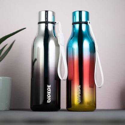 BJPKPK Insulated Water Bottles, 18 oz Stainless Steel Metal Water Bottle with Strap, BPA Free Leak Proof Thermos, Mugs, Flasks, Reusable Water Bottle for Sports & Travel, Silver Miner