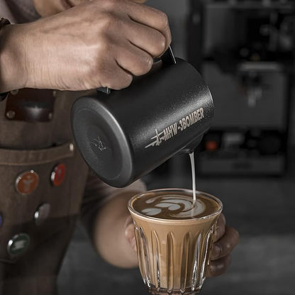MHW-3BOMBER Espresso Steaming Pitcher Milk Frothing Pitcher Stainless Steel Milk Coffee Cappuccino Latte Art Barista Cup 16.9oz/500ml (Matte Black) P5032B-OS