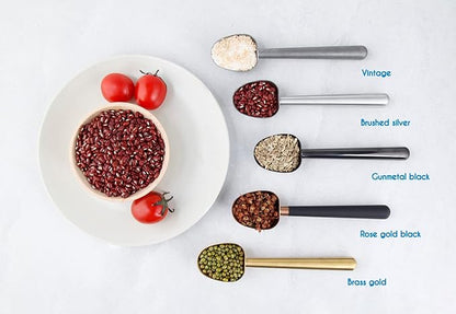 Easyworkz Stainless Steel Long Hollow Handle Coffee Scoop,7g Measuring Spoon for Ground Coffee and Loose Leaf Tea, Rose Gold-Black