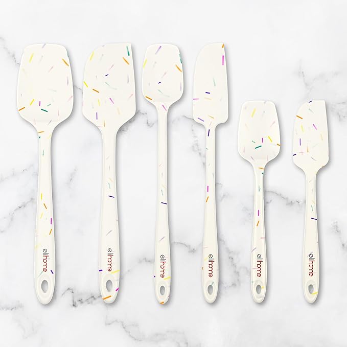 Elihome Mini Silicone Spoonula - Non-Stick Heat Resistant Silicone Scraper Spatula for Mixing, Serving, Scraping, Stirring, and More, 8.75 Inch, Sprinkles