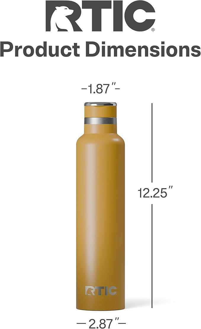 RTIC 26oz Journey Bottle Metal Stainless Steel Vacuum Insulated, BPA Free, Reusable, for Water, Hot and Cold Drinks, Travel, Sports, Camping, Harvest