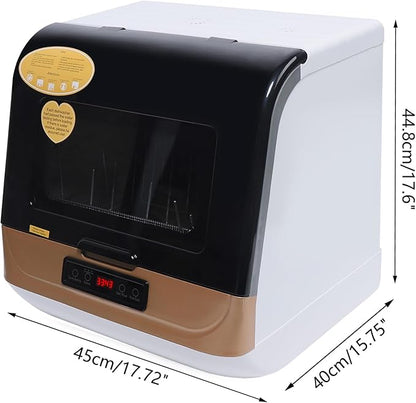 Compact Portable Dishwasher Countertop with Filter and Hybrid Drying Function, 360° Streak-Free Deep Cleaning, 3 Washing Programs, Mini Dishwasher for Apartments& RVs
