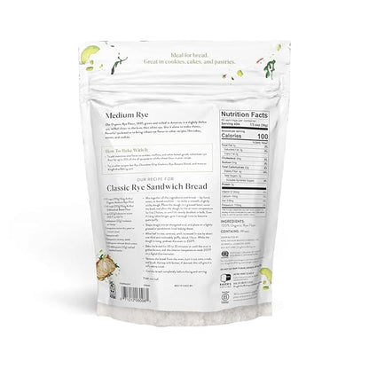 King Arthur Baking Organic Medium Rye Flour - 3 lbs for Complex Flavorful Breads & Baked Goods - 100% US Grown & Milled - Non-GMO Project Verified - Robust Flavor for Rye Bread, Cookies & More