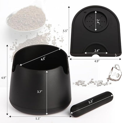 Knock Box Large Capacity Design Espresso Knock Box Tamping Mat Espresso Machine Accessories Set of 2 with Removable Knock Bar and Anti-Slip Base for Home Office Barista Tools for Bar Shop