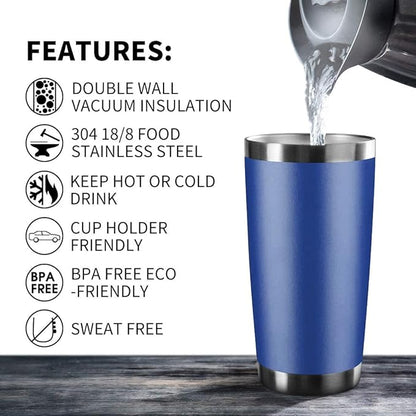 20oz Tumbler Stainless Steel Vacuum Insulated Mug with Lid, Double Wall Travel Mug, Durable Powder Coated Coffee Cup, Suitable for Ice Drinks and Hot Beverage (New Blue 12 pack)
