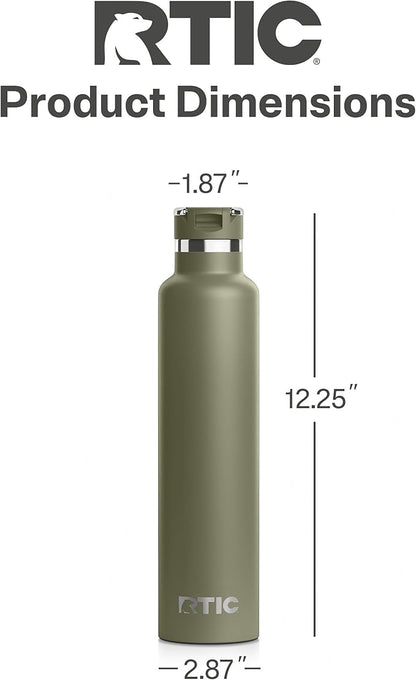 RTIC 26oz Journey Bottle Metal Stainless Steel Vacuum Insulated, BPA Free, Reusable, for Water, Hot and Cold Drinks, Travel, Sports, Camping, Olive