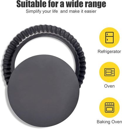 7 Inch Tart Pan Fluted Fruit Pie Pans with Removable Base Nonstick Coating Tarts Molds for Baking Supply For Pizza Tartlet Cake Quiche