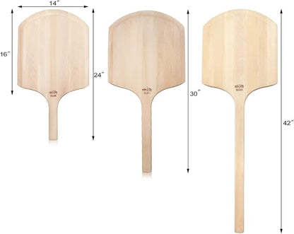 New Star Foodservice 50325 Restaurant-Grade Wooden Pizza Peel, 16" L x 14" W Plate, with 26" L Wooden Handle, 42" Overall Length