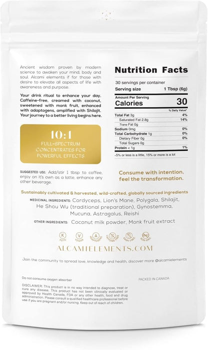 Mushroom Coffee Creamer, 10X Concentrated Extract, with Lion's Mane, Reishi & Cordyceps, Energy & Focus Support, 30 Servings, Premium Supplement Powder