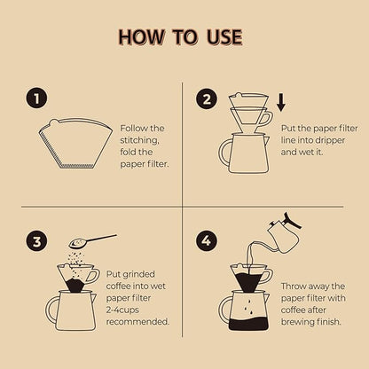 300 Count Cone Coffee Filters #4, Natural Brown Paper Coffee Filters 4 Cone Paper for Pour Over and Drip Coffee Maker (100 Count, Pack of 3)