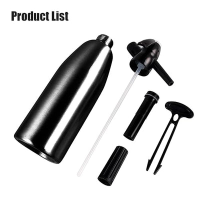 AstraLoom Soda Siphon,1L Portable Nostalgic Seltzer Water Maker Kit, Aluminum Sparkling Water Maker for Carbonated Drinks/Juices/Cocktails, Use 8 gram CO2 Cartridges (Not Included) (Black)