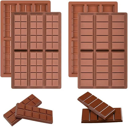 4-PACK Chocolate Bar Molds - Silicone Break Apart Protein and Engery Bar Candy Chocolate Molds