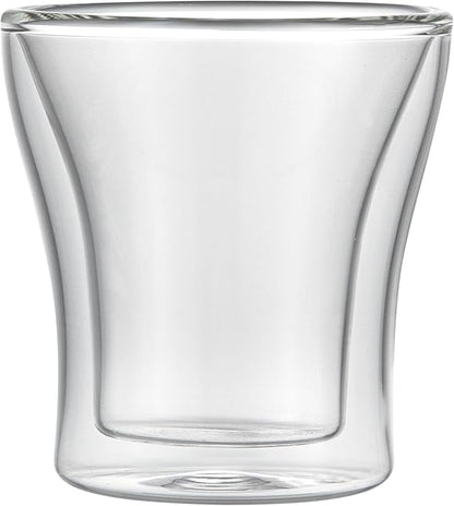 Restaurantware-Forma Professional 3.4 oz Double Wall Shot Glasses, 12 Insulated Espresso Cups - Dishwashable, Reusable, Clear Glass Coffee Cups, Freezable, For Hot Or Cold Beverages