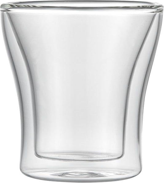 Restaurantware-Forma Professional 3.4 oz Double Wall Shot Glasses, 2 Insulated Espresso Cups - Dishwashable, Reusable, Clear Glass Coffee Cups, Freezable, For Hot Or Cold Beverages