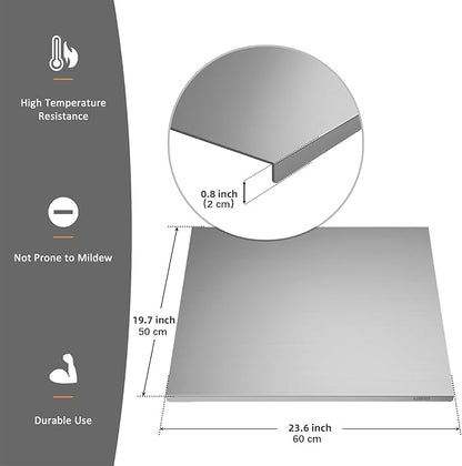 KORVOS 304 Stainless Steel Cutting Board, Large Stainless Steel Cutting Boards for Kitchen, Heavy Duty Chopping Boards with Anti-Slip Mat for Meat Vegetables & Bread, Pastry Board(23.6" x 19.6")