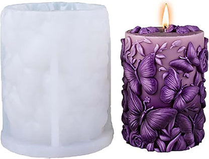 Butterfly Flower Cylinder Molds Silicone Wave Spiral Candle Mold - Silicone Resin Casting Molds for Candle & Resin & Soap Craft Supplies