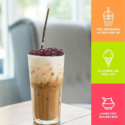Fanale Blueberry Popping Boba Pearls, Vegan, Non GMO, Gluten Free, Fat Free, Perfect for Bubble Tea, Smoothies, Ice Cream, Desserts, and Beverages.