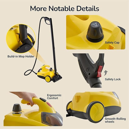 37-in-1 Steam Cleaner mop for Home & Car, 2L Water Tank, 4.3ft Hose, Deep Steam Cleaning for Floors, Tiles, Grout, Windows, Kitchen, Living Room – Multi-Surface Steamer