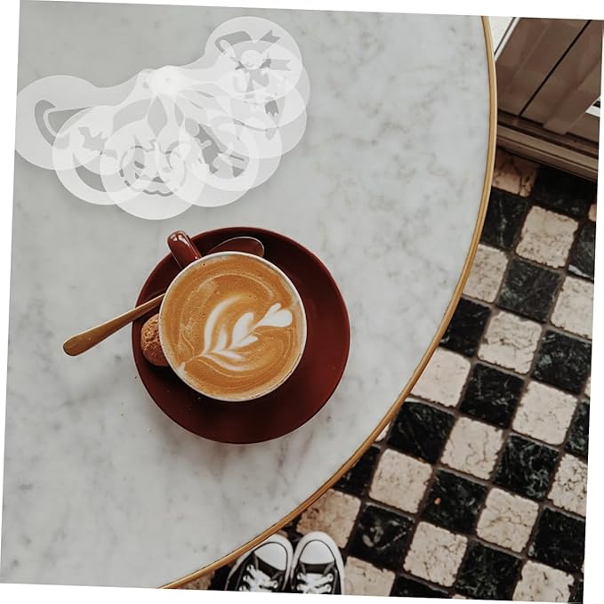 32pcs Coffee Stencils for Latte Art Cake Decorating Versatile Molds Diverse Patterns for Cappuccino Cupcake and Hot