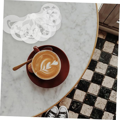 32pcs Coffee Stencils for Latte Art Cake Decorating Versatile Molds Diverse Patterns for Cappuccino Cupcake and Hot