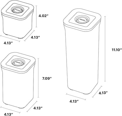 Premium Airtight Food Storage Containers, Square-S 3PC-SET, Smart One-Click Seal Lid, No Hinges, 100% Leak Proof, BPA-FREE, Dishwasher, Freezer & Microwave Safe