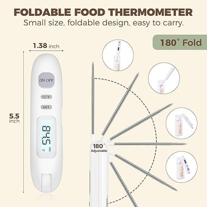 Meat Thermometer Digital - Instant Read Food Thermometer for Cooking Grilling Air Fryer Griddle Probe Kitchen Gadgets Essentials BBQ Grill Smoker Oil Fry Candy Turkey Instant Read Thermometer
