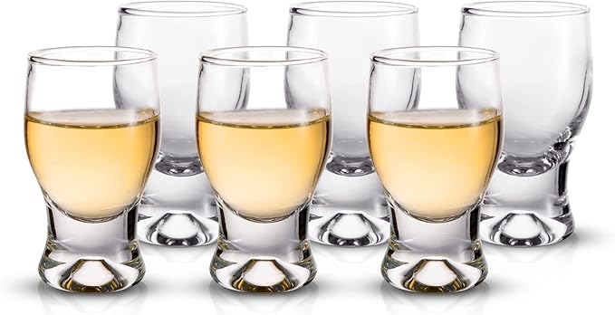 M&N HOME 6 Pack Shot Glass Set, Glass , Cute Shot Glasses, 2 Oz Clear for Wedding , Mini Brandy Sniffers, Liquor Glasses