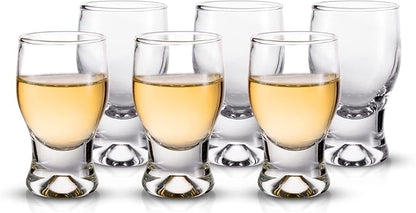 M&N HOME 6 Pack Shot Glass Set, Glass , Cute Shot Glasses, 2 Oz Clear for Wedding , Mini Brandy Sniffers, Liquor Glasses