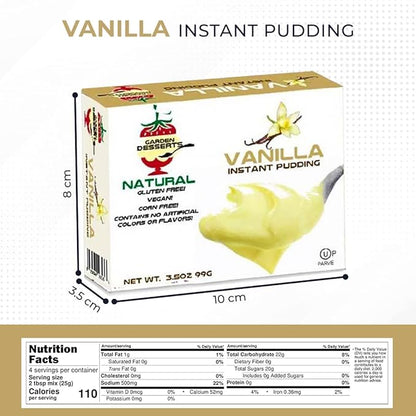 Instant Vanilla Pudding Mix - All Natural Vanilla Pudding Mix by Garden Desserts | Quick Vegan Dessert, Gluten Free, Kosher 4 Oz (3 Pack, Vanilla)