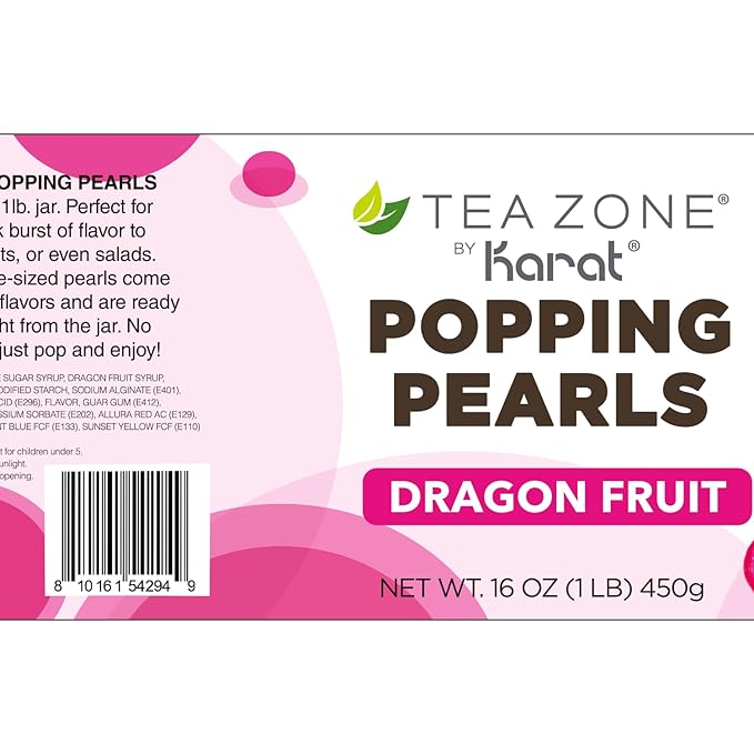Tea Zone [1 Pound] Dragon Fruit Popping Pearls, Bursting Pearls for Teas, Shakes, Smoothies, Dessert Toppings