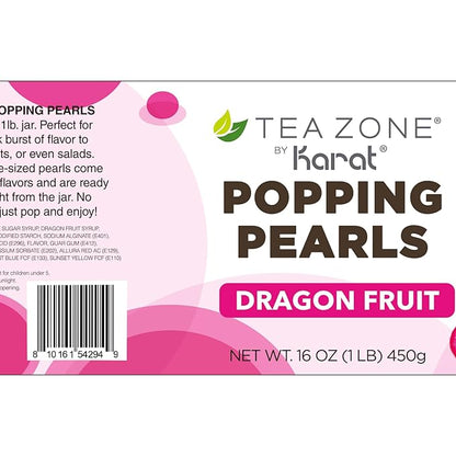 Tea Zone [1 Pound] Dragon Fruit Popping Pearls, Bursting Pearls for Teas, Shakes, Smoothies, Dessert Toppings