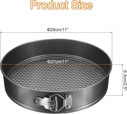 uxcell 11 Inch Springform Pan Nonstick Cake Pan with Removable Bottom Round Leakproof Cake Baking Pans Molds for Baking, Cheese Cakes, Pizza, Biscuits, Black（1pcs