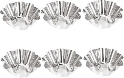 Mikinona 12pcs Non- Stick Tart Pans Tart Mould Egg Tart Molds Stainless Steel Tart Baking Mold Oven Pans Nonstick Bakeware Cupcake Wrapper Egg Tart Baking Cups Tart Tin Mini Non Stick Pan